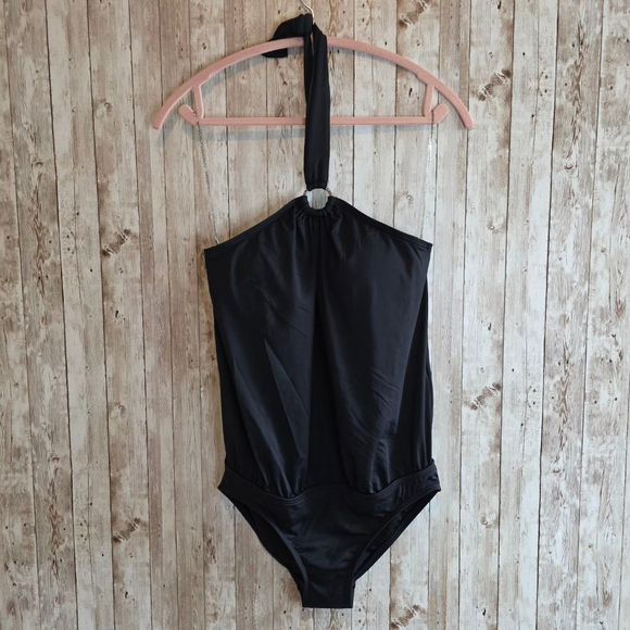 Women's Michael Kors One-Piece Swimsuit Size 10 Black - Picture 1 of 8